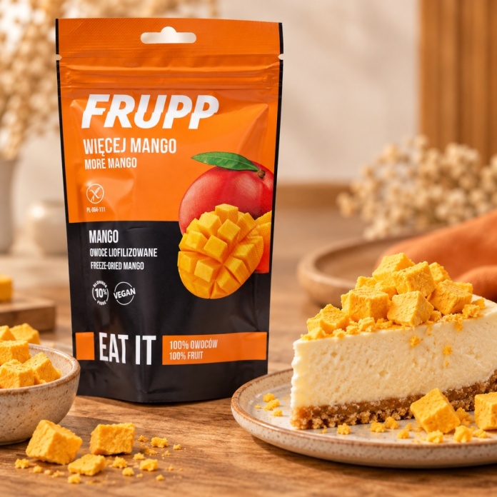 Deser ozdobiony mango liofilizowanym FRUPP